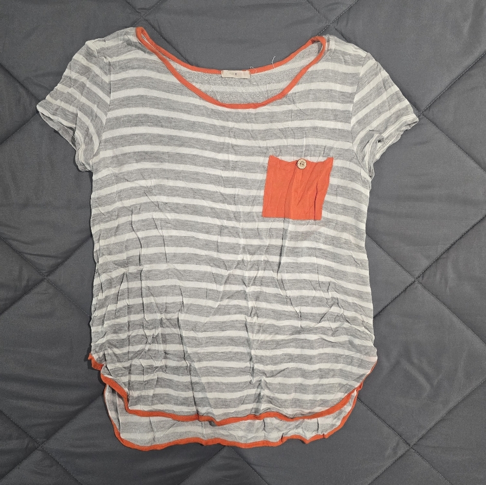 Striped Gray and Orange Women's Top
